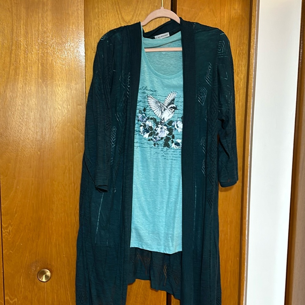 Womens t shirt and duster cardigan